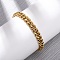 304 Stainless Steel Curb Chain Bracelets for Unisex, Ion Plating(IP), Real 18K Gold Plated, 7-5/8 inch(19.4cm)