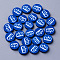 Handmade Polymer Clay Cabochons, Fashion Nail Art Decoration Accessories, Flat Round with Crown, Medium Blue, 9.5~11x2mm, about 376~470pcs/94g