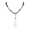 Gemstone Pendant Necklaces, Polyester Tassel Pendant Necklaces, 41.73 inch(106cm)