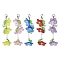 5Pcs 5 Colors Transparent Acrylic Flower Pendant Decorations, with Glass Peark Beads and 304 Stainless Steel Lobster Claw Clasps, Mixed Color, 72mm, 1pc/color