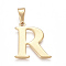304 Stainless Steel Pendants, Golden, Initial Letter.R, 26x23x1.5mm, Hole: 5x8mm