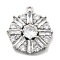 Brass Micro Pave Clear Cubic Zirconia Pendants, Flat Round Charms, Rack Plating, Long-Lasting Plated, Lead Free & Cadmium Free, Platinum, 21x18.5x4.5mm, Hole: 1.4mm
