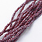 Electroplate Opaque Glass Beads Strands, Pearl Luster Plated, Faceted, Rondelle, Dark Red, 2.5x1.5mm, Hole: 0.5mm, about 197~201pcs/strand, 12.9 inch(33cm)