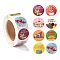 Birthday Themed Pattern Self-Adhesive Stickers, Roll Sticker, for Party Decorative Presents, Colorful, 2.5cm, about 500pcs/roll