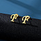 201 Stainless Steel Stud Earrings, Golden, Letter F, 10x10mm