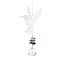 Metal Hollow Hummingbird Hanging Ornaments, Glass Tassel Suncatcher for Window Garden Decoration, Round, 280mm