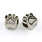 Tibetan Style Zinc Alloy Dog Paw Prints European Beads, Lead Free & Cadmium Free, Antique Silver, 11x10.6x7.5mm, Hole: 4.8mm, about 192pcs/500g