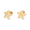 304 Stainless Steel Stud Earring Findings, with Hole and Ear Nuts, Star Pattern, 11.5x12mm, Hole: 1mm, Pin: 0.6mm
