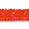 Opaque Solid Color Imitation Jade Glass Beads Strands, AB Color Plated, Faceted, Bicone, Orange Red, 4x4mm, Hole: 0.8mm, about 80~85pcs/strand, 30~32cm
