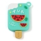PVC Plastic Pendants, Fruit Ice Cream, Turquoise, 44.5x28x8~9mm, Hole: 3mm