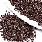 11/0 Grade A Glass Seed Beads, Cylinder, Uniform Seed Bead Size, Metallic Colours, Coconut Brown, 1.5x1mm, Hole: 0.5mm, about 2000pcs/10g