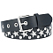 Alloy Star Rivets PU Leather Chain Belts, Platinum, Black, 1130x36x3.5mm