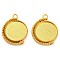 Zinc Alloy Pendant Cabochon Settings, Swivel Pendant Bezel Settings, Flat Round, Golden, Tray: 20mm, 31.5x24.5x3.5mm, Hole: 2.5mm