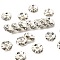 Brass Rhinestone Spacer Beads, Grade A, Wavy Edge, Rondelle, Silver Color Plated, Crystal, 6mm, Hole: 1mm