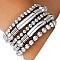 5Pcs CCB Beaded Stretch Bracelets, Bohemia Bracelets, Stackable Bracelets Jewely for Women, Platinum, Inner Diameter: 8-1/8~8-1/4  inch(20.5~21cm)