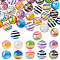 50Pcs 10 Colors Stripe Resin Beads, AB Color, Rondelle, Mixed Color, 15.5~16x13.5~15mm, Hole: 2.5~3.5mm, 5pcs/color