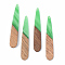 Opaque Resin & Walnut Wood Pendants, Teardrop, Green, 44x7.5x3mm, Hole: 1.5mm