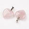 Natural Rose Quartz Pendants, Heart, with Brass Findings, Platinum, 22~23x20~20.5x6~7.5mm, Hole: 5x8mm