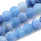 Natural Weathered Agate Beads Strands, Frosted, Dyed, Round, Deep Sky Blue, 8mm, Hole: 1mm, about 47pcs/strand, 14 inch(35~37.5cm)