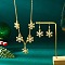 Alloy Rhinestone Snowflake Pendant Necklace & Stud Earrings Set for Women, Golden, Necklaces: 400mm; Earring: 40mm