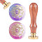 Brass Wax Seal Stamp, with Natural Wood Handle, for DIY Scrapbooking, Moon Pattern, Stamp: 25mm, Handle: 79.5x21.5mm