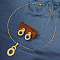 Retro Geometirc Alloy Hollow Pendant Necklace & Stud Earring, Golden, Oval, 28x18mm & 400mm