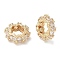 Brass Cubic Zirconia European Beads, Long-Lasting Plated, Large Hole Beads, Golden, 12x4mm, Hole: 6.5x6mm