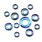 16Pcs 3 Styles Electroplate Glass Linking Rings, Crystal Cosmic Ring, Prism Ring, Faceted, Round Ring, Blue, 14~30x3.5~6.5mm, Inner Diameter: 8.3~17mm