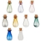 9pcs 9 colors Glass Cork Bottles Ornament, Glass Empty Wishing Bottles, DIY Vials for Pendant Decorations, Mixed Color, 1.55x2.7~2.8cm, 1pc/color