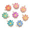 Alloy Enamel Pendants, Flower, Light Gold, Mixed Color, 19x16x3.5mm, Hole: 1.8mm
