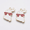 Zinc Alloy Enamel Bunny Pendants, Rabbit, Golden, White, 32x23x1.5mm, Hole: 2mm