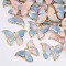 Alloy Pendants, with Cellulose Acetate(Resin), Butterfly, Light Gold, Light Sky Blue, 15.5x22x3mm, Hole: 1.8mm