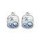 Alloy Rhinestone Pendants, Rectangle with Starfish & Shell Shape, Enamel Style, Rack Plating, Cadmium Free & Lead Free, Platinum, 19.5x14x3.5mm, Hole: 1.8mm