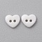 Resin Buttons, Clothing Accessories, Heart, White, 5.5x6x1.2mm, Hole: 1mm