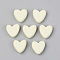 Painted Natural Wood Beads, Lead Free, Heart, Beige, 16x16x6mm, Hole: 1.2mm
