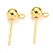 304 Stainless Steel Ball Post Stud Earring Findings, with Loop and 316 Surgical Stainless Steel Pin, Real 18K Gold Plated, 16x8x5mm, Hole: 1.8mm, Pin: 0.8mm