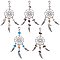 Alloy European Dangle Charms, Woven Net/Web with Feather, Large Hole Pendants, with Mixed Gemstone, Antique Silver, 96mm, Hole: 5mm