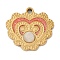Ion Plating(IP) 304 Stainless Steel Cat Eye Pendants, Heart, Golden, 15x16.5x3mm, Hole: 1.5mm