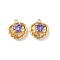 Brass Micro Pave Cubic Zirconia Shell Shape Charms, Nickel Free, Real 18K Gold Plated, Medium Purple, 15x14x5mm, Hole: 1.5mm