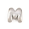 Brass Beads, Long-Lasting Plated, Rack Plating, Lead Free & Cadmium Free, Platinum, Letter M, 14x13x5mm, Hole: 11x3mm