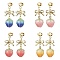 4Pairs 4 Colors Resin Stud Earring, with Alloy Links Bowknot Connectors and 304 Stainless Steel Stud Earring Findings, Strawberry, Mixed Color, 30x12.5mm, 4pairs/set