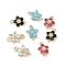 Brass Pave Cubic Zirconia Flower Links Connector Charms, Real 18K Gold Plated, Long-Lasting Plated, Rack Plating, Lead Free & Cadmium Free, Mixed Color, 10.5x7.5x3.5mm, Hole: 1.2mm and 1mm