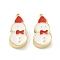 Christmas Brass Enamel Beads, Lead Free & Cadmium Free, Long-Lasting Plated, Real 18K Gold Plated, Rack Plating, Snowman, 15x8x5mm, Hole: 2mm