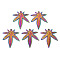 Alloy Pendants, Cadmium Free & Nickel Free & Lead Free, Maple Leaf, Rainbow Color, 39x33x2mm, Hole: 1.4mm