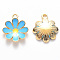 Alloy Enamel Pendants, Flower, Light Gold, Light Sky Blue, 19x16x3.5mm, Hole: 1.8mm