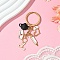 Alloy Enamel Keychain, with Iron Findings, Black, 8cm