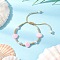 Adjustable ABS Plastic Imitation Pearl Beaded Braided Bead Bracelets for Women, Shell Shape, Pink, Inner Diameter: 1-7/8~3-3/8 inch(4.75~8.7cm)