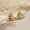 Stainless Steel Two Tone Textured Triangle Stud Earrings, Real 18K Gold Plated, 26.7x25.2mm