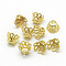 Plated Iron Bell Filigree Bead Caps, Fancy Bead Caps, Flower, 4-Petal, Golden, 6.5x4.5mm, Hole: 1mm
