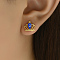 Fashionable Crown with Evil Eye 201 Stainless Steel Stud Earrings, Real 18K Gold Plated, 10x11mm